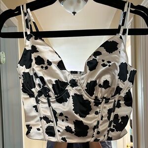 Black and White Cow Print Women's Top
